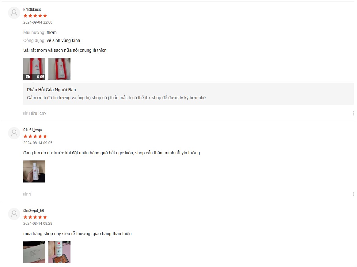 Dung dịch vệ sinh Linh Hương nhận được phản hồi tích cực từ người dùng